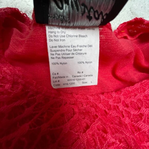 Modes Crystal Fashions Womens Lace Top Shirt Scoop Neck 3/4 Sleeve Large Red - Picture 4 of 8